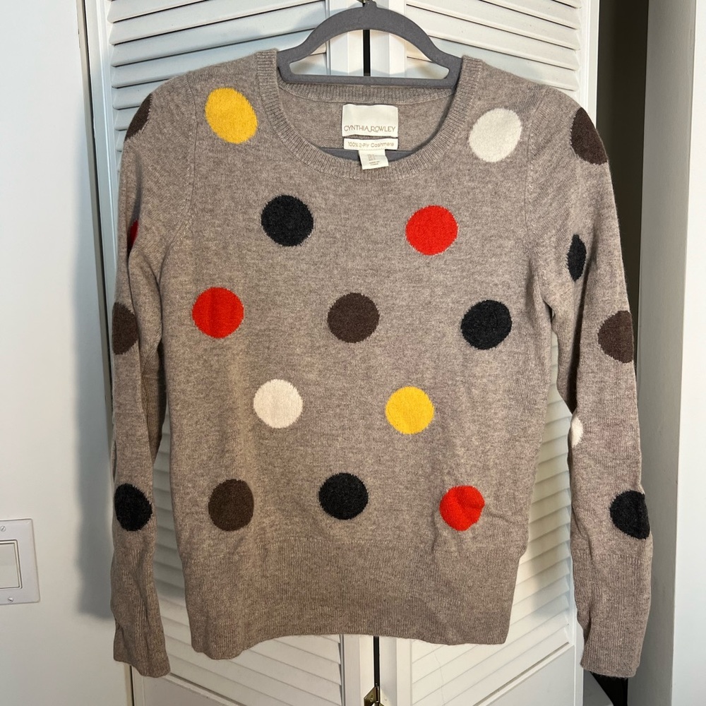 Cynthia Rowley polka dot cashmere sweater size s